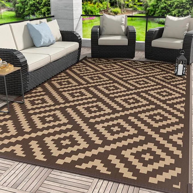 Stylish GENIMO Outdoor Rug for Patio Lightweight Waterproof RV Camping Mat Responsible