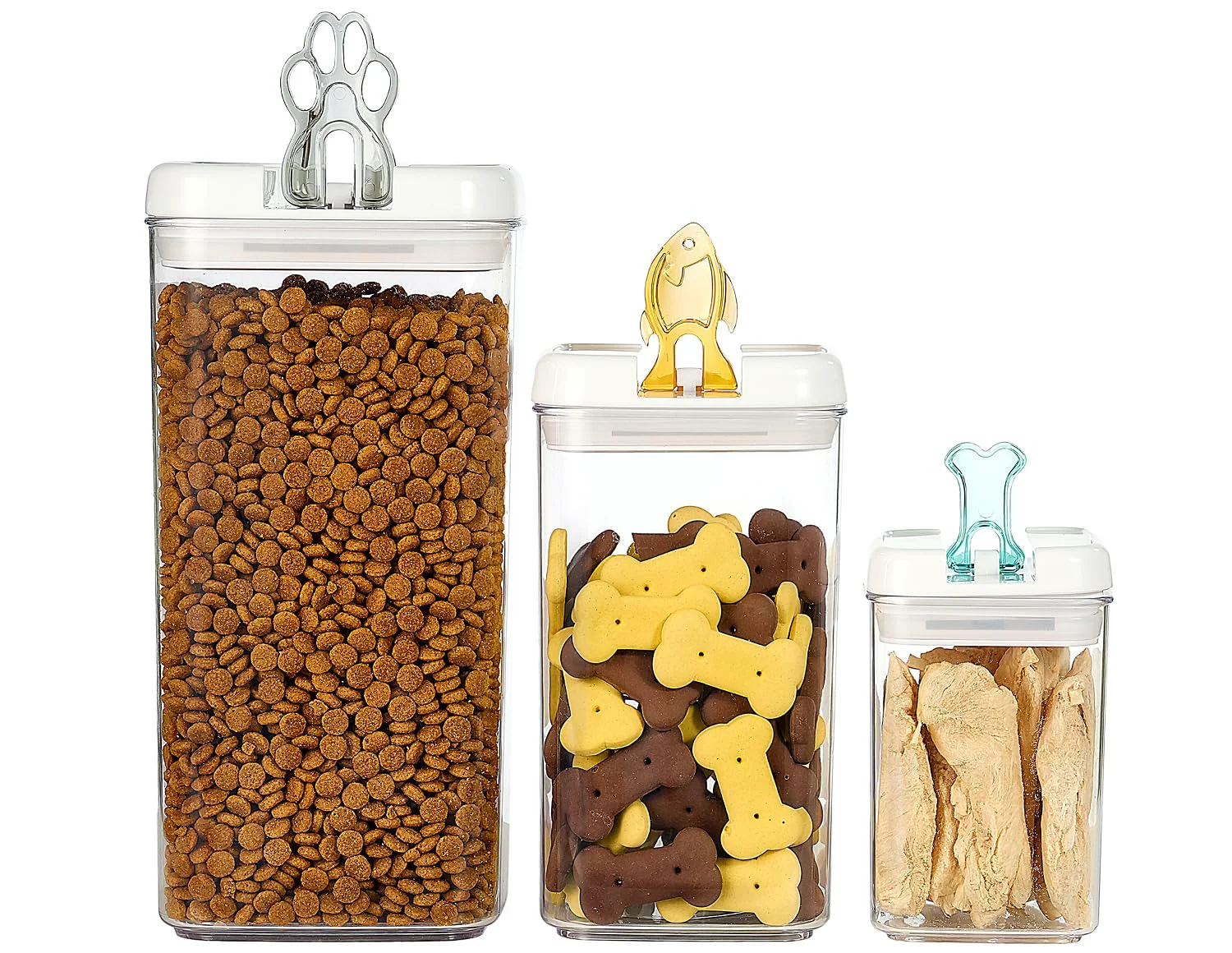 Healthy Felli Flip Tite Pet Food Containers – Airtight BPA- Canisters Nest-L 3pk Luxury