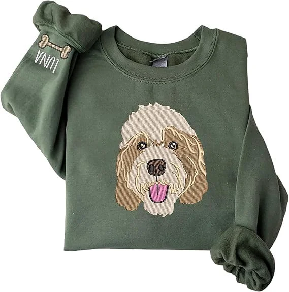 Clean Custom Pet Embroidered Sweatshirt Custom Dog Face Embroidered Sweatshirt Consistent