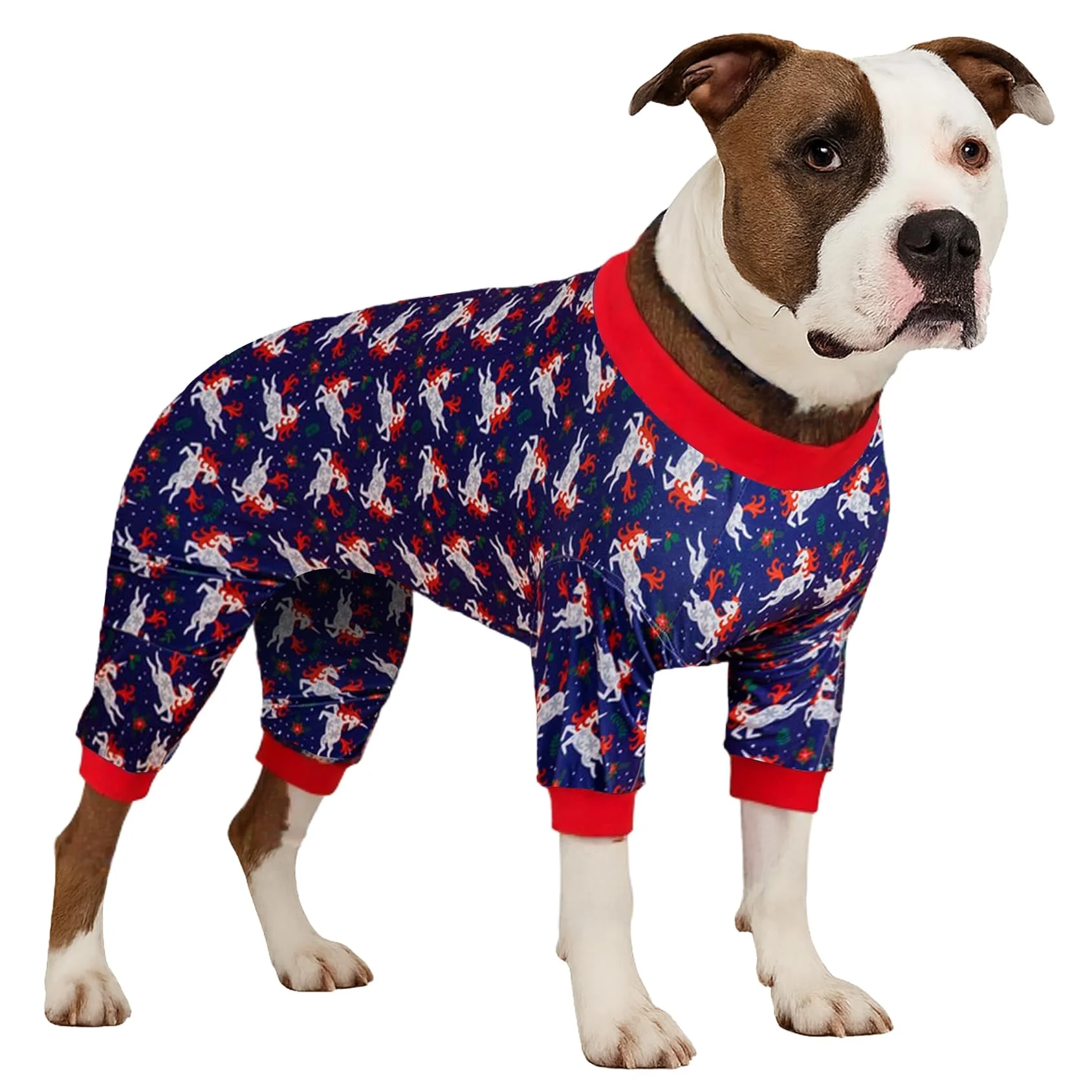 Optimized LovinPet Recovery Bodysuit for Large Dogs – Navy Unicorns Print Cotton Pajamas First-Class