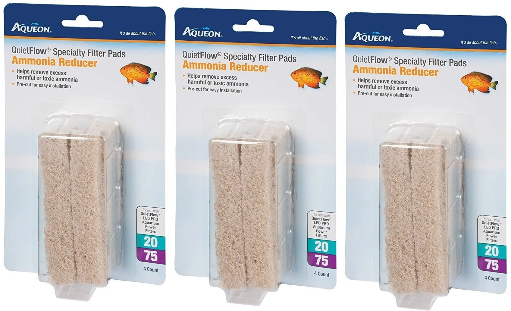 Enhanced Aqueon 3-Pack Cartridge Ammonia Minipad for QuietFlow 20 75 Selected