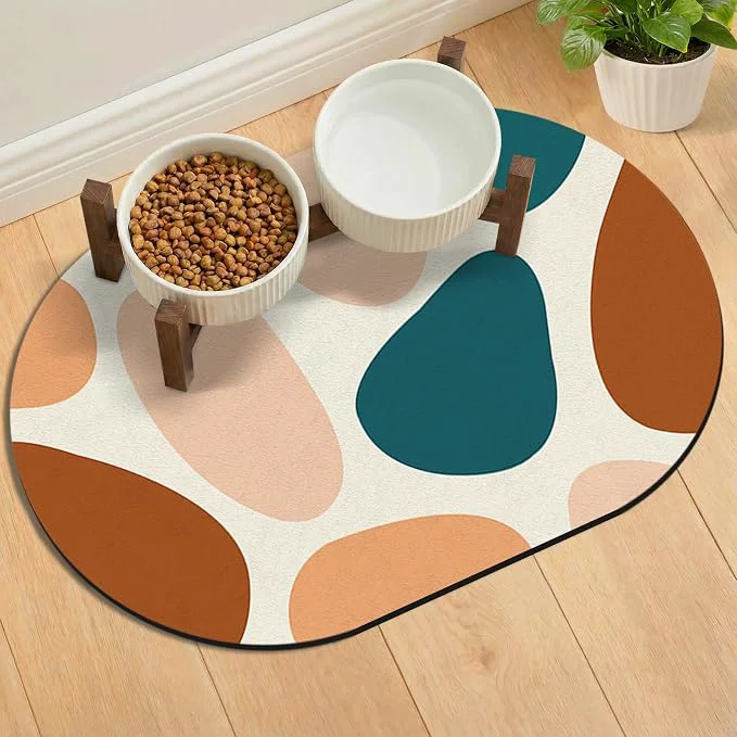 Casual Dog Feeding Mat 24''x16'' Absorbent Pet Food Mat No Stains Quick Dry Pet Elite