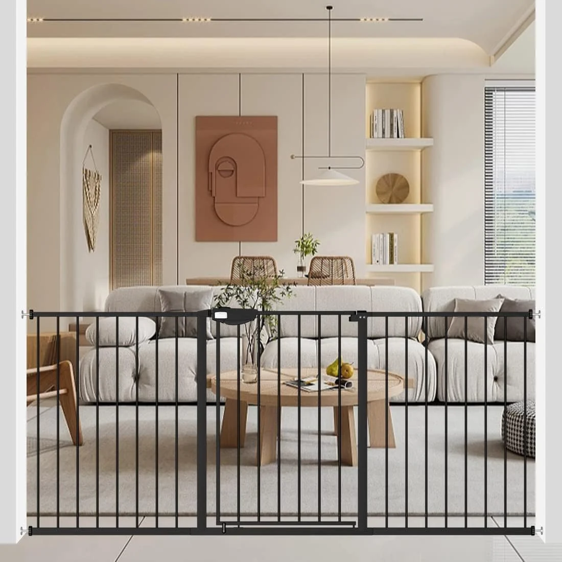 Smooth WAOWAO Triple Lock Baby Gate Extra Wide 67.32-72.04 Pressure Mounted Walk Through Swing Auto Close Safety Black Metal Dog Pet Puppy Cat for Stairs Doorways Kitchen Fine Crafted