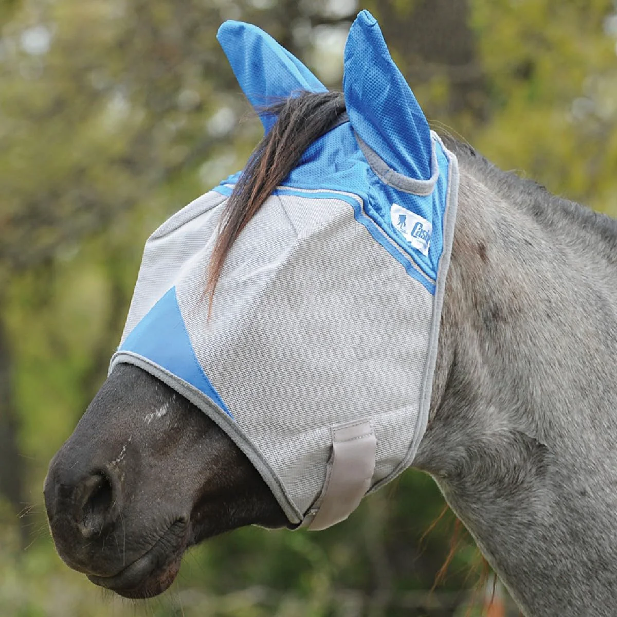Detailed Cashel Crusader Fly Mask Standard with Ears Blue Horse – UV Protection Comfortable Fit Relaxed
