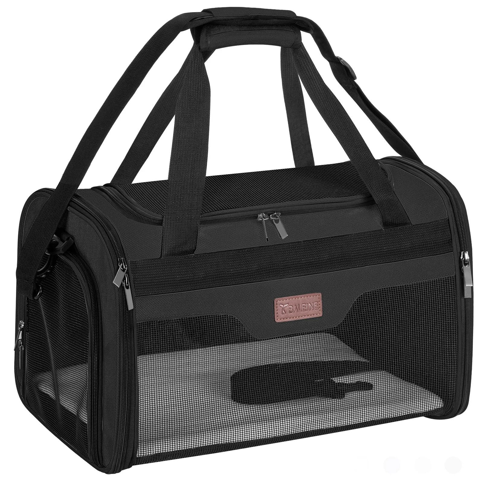 Effective BALEINE Cat Carrier Small Pet Carrier XL 19x12x12 – Soft-Sided Travel Bag with Safety Zippers High-End