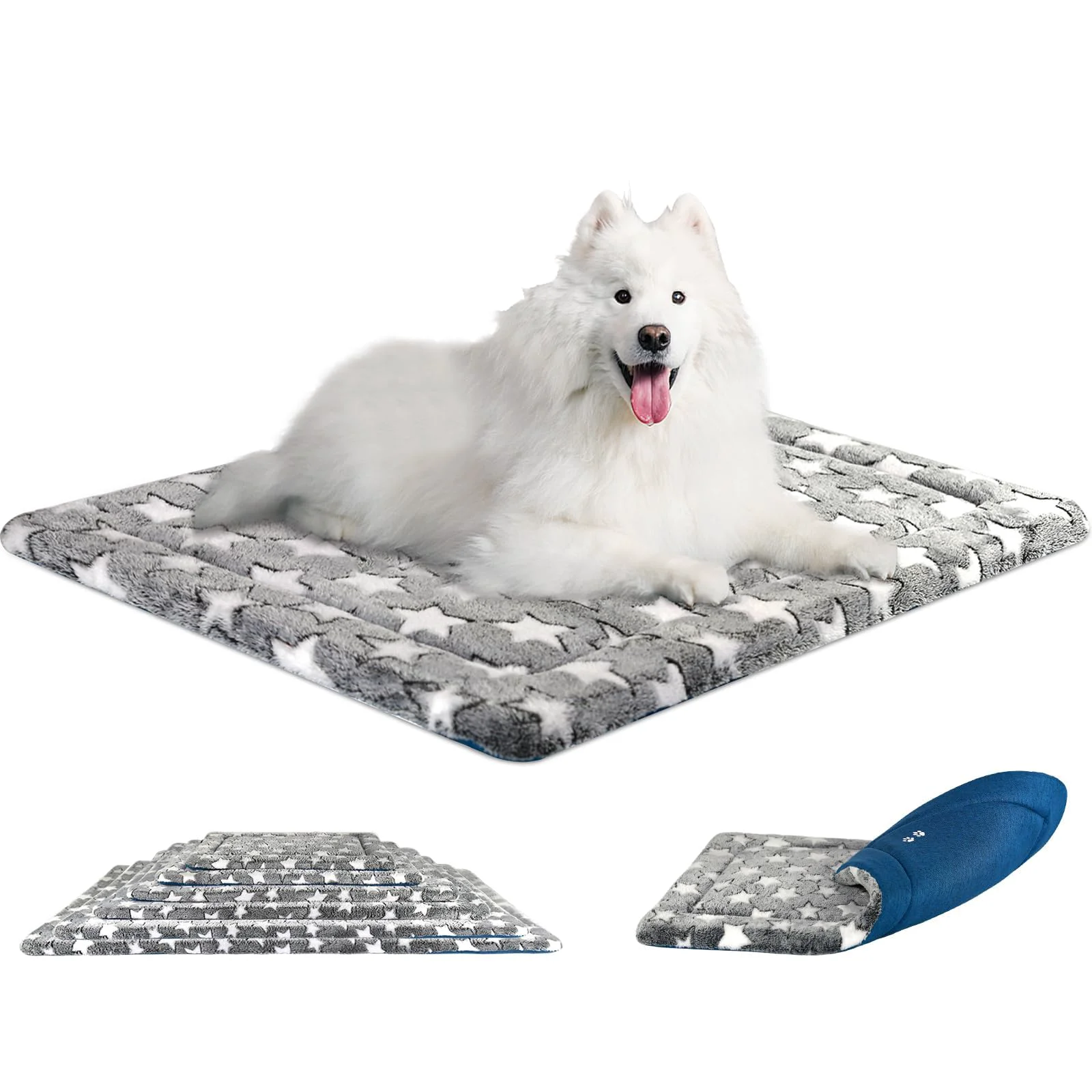 Durable KROSER Fancy Crate Pad Bed Mat Reversible Cool Warm — Machine Washable Suitable for All Dog Sizes Natural