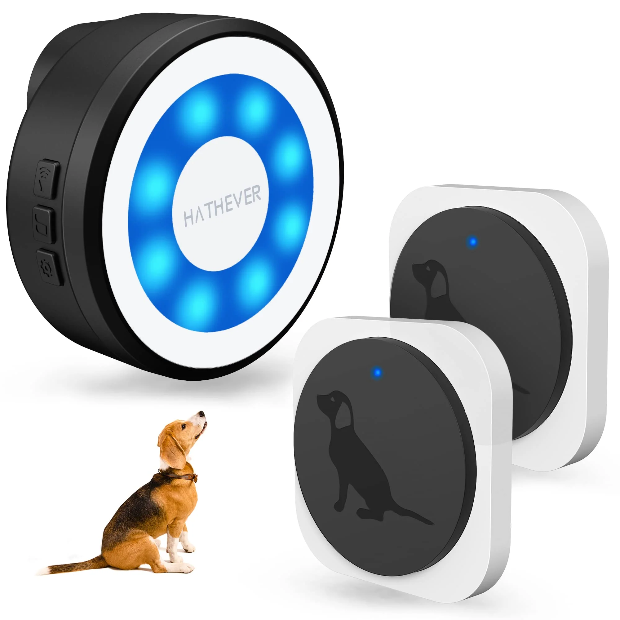 Eco-Friendly Hathever Dog Bells to Go Outside — Wireless Doorbell with 1000 Ft Range IP65 4 Modes Chew-Resistant Button Effective