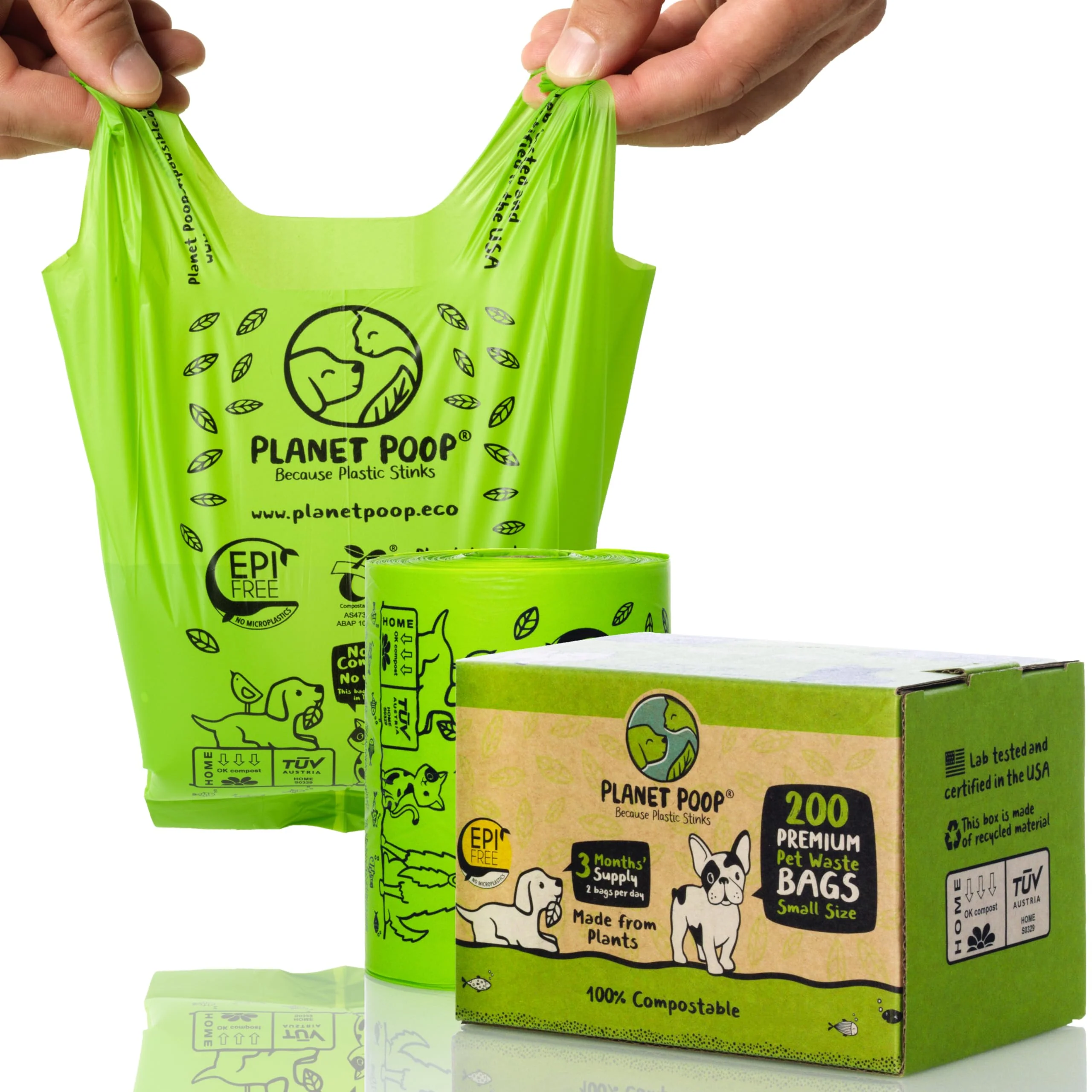 Responsible Planet Poop Compostable Dog Poop Bags – 200 Mini Roll Biodegradable Leakproof with Handles Environmentally Friendly