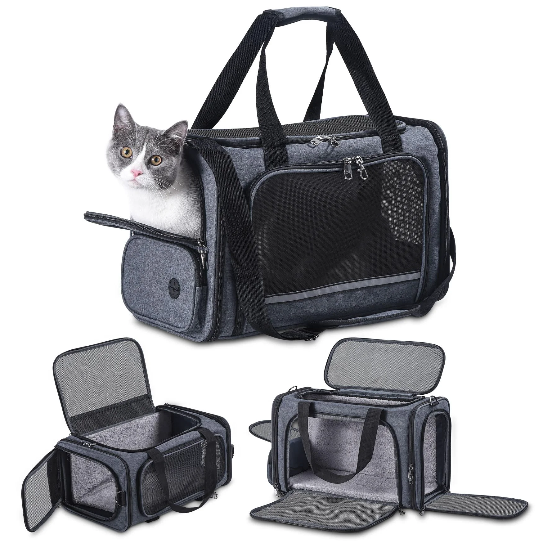 Long-Lasting Groxkox Cat Carrier – Airline Under-Seat Soft-Sided Travel Bag for Cats Small Dogs Secure