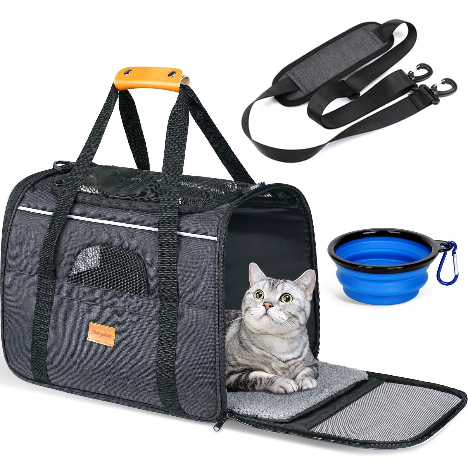 Relaxed Morpilot Pet Travel Cat Carrier – Foldable Spacious Durable Carrier Bag for Cats Small Pets Original