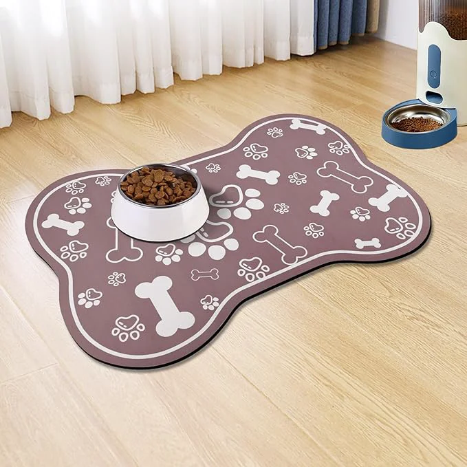 Outstanding Dog Cat Mat for Food and Water Rapid Absorbent Pet Feeding Mat Bone Shaped High-End