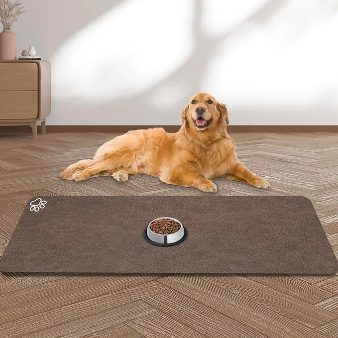 Solid Large Pet Feeding Mat Absorbent Quick Dry Dog Mat Natural
