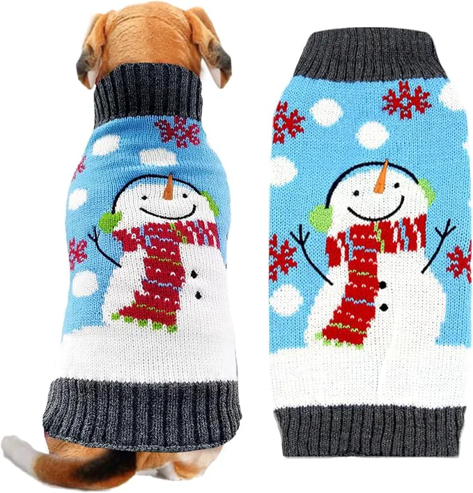 Consistent Pet Christmas Dog Sweaters Cute Animal Snowman Printed Puppy Xmas Costumes Green
