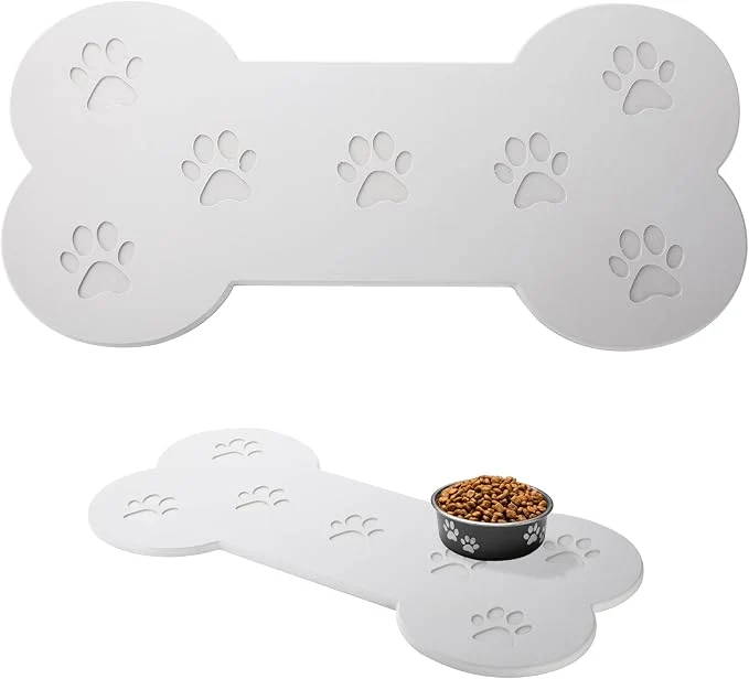 Lightweight Diatomaceous Earth Dog Food Mat Large 19.6 x9.8 Bone Shape Genuine