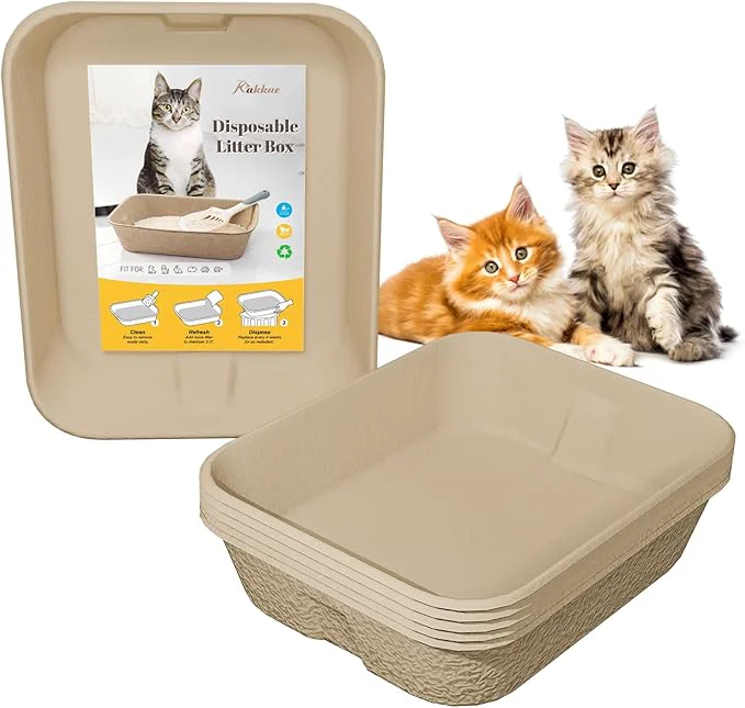 Green 6 Pack Disposable Cat Litter Boxes Durable Leak-Proof Cardboard Kitty Litter Exceptional