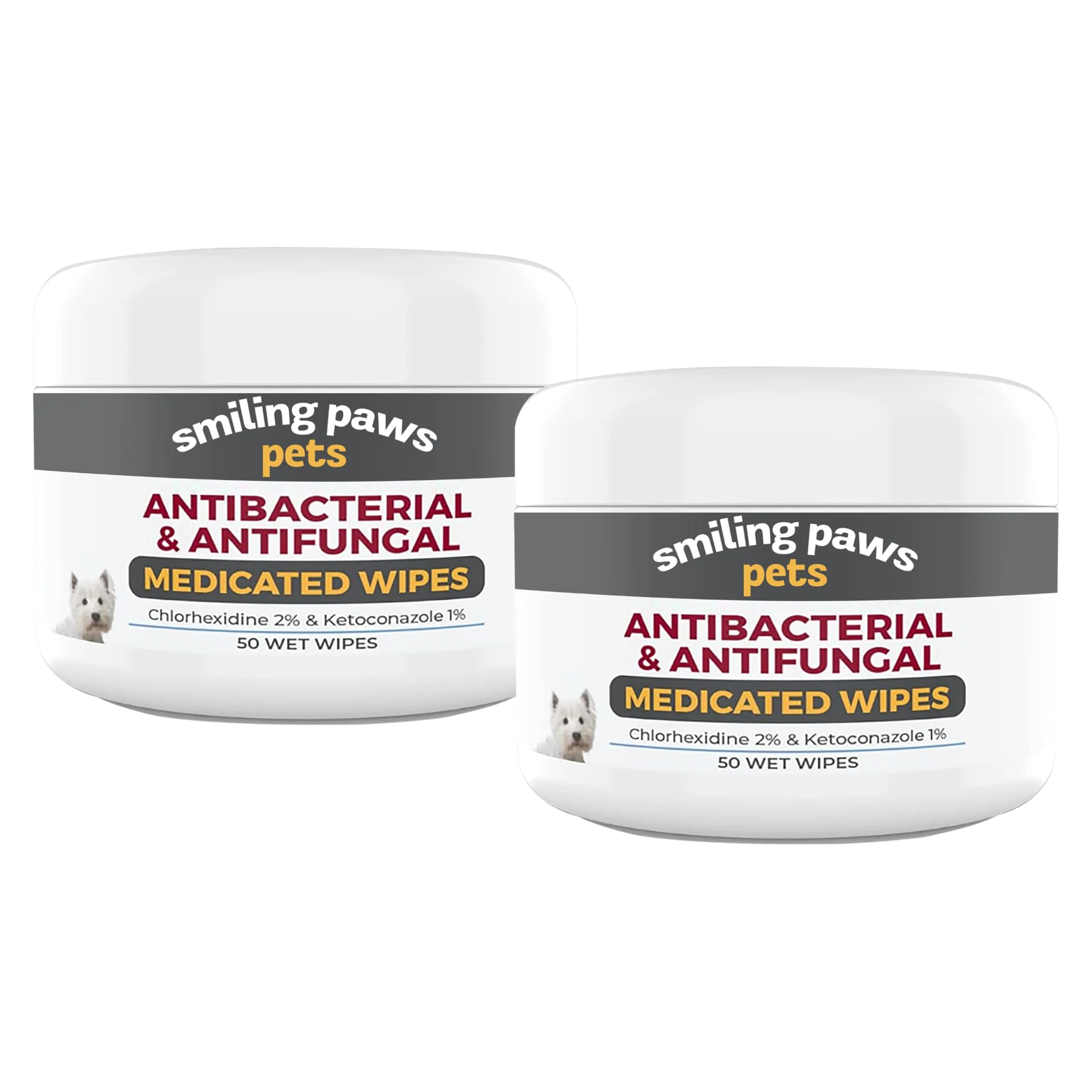 Specialty Smiling Paws Pets Antibacterial Antifungal Wipes for Dogs Cats Ketoconazole Chlorhexidine 50ct 2 Pack Fashionable