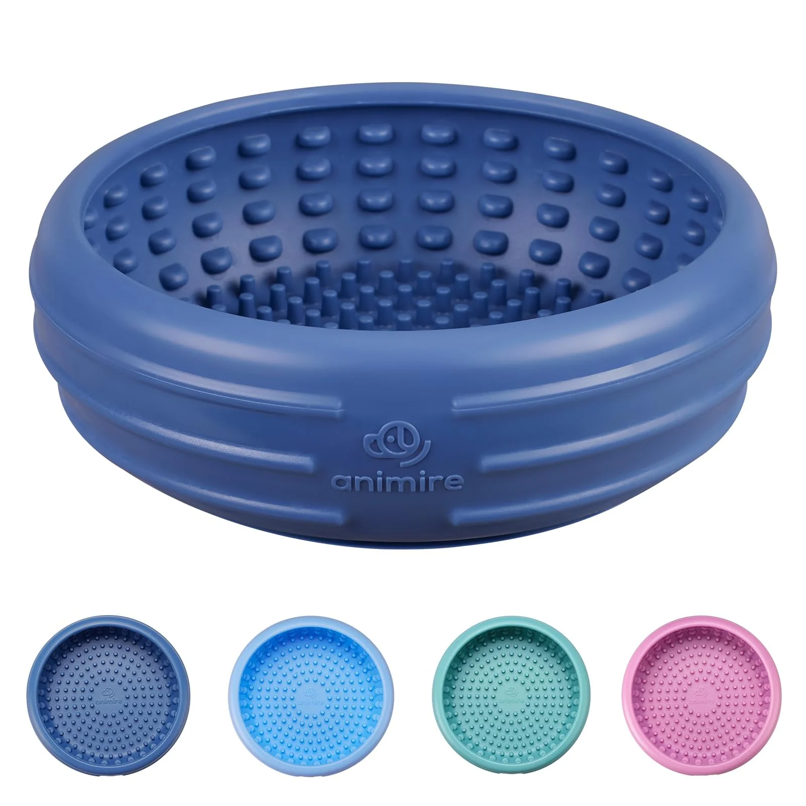 Flexible Animire Dog Lick Bowl ze Lick Mat Non-Slip Slow Feeder for Dogs Dark Blue XL Sophisticated