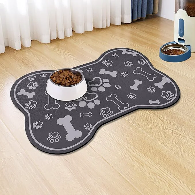 Casual Dog Cat Food Mat Rapid Absorbent Pet Feeding Mat Bone Shaped Dog Placemat Fashionable