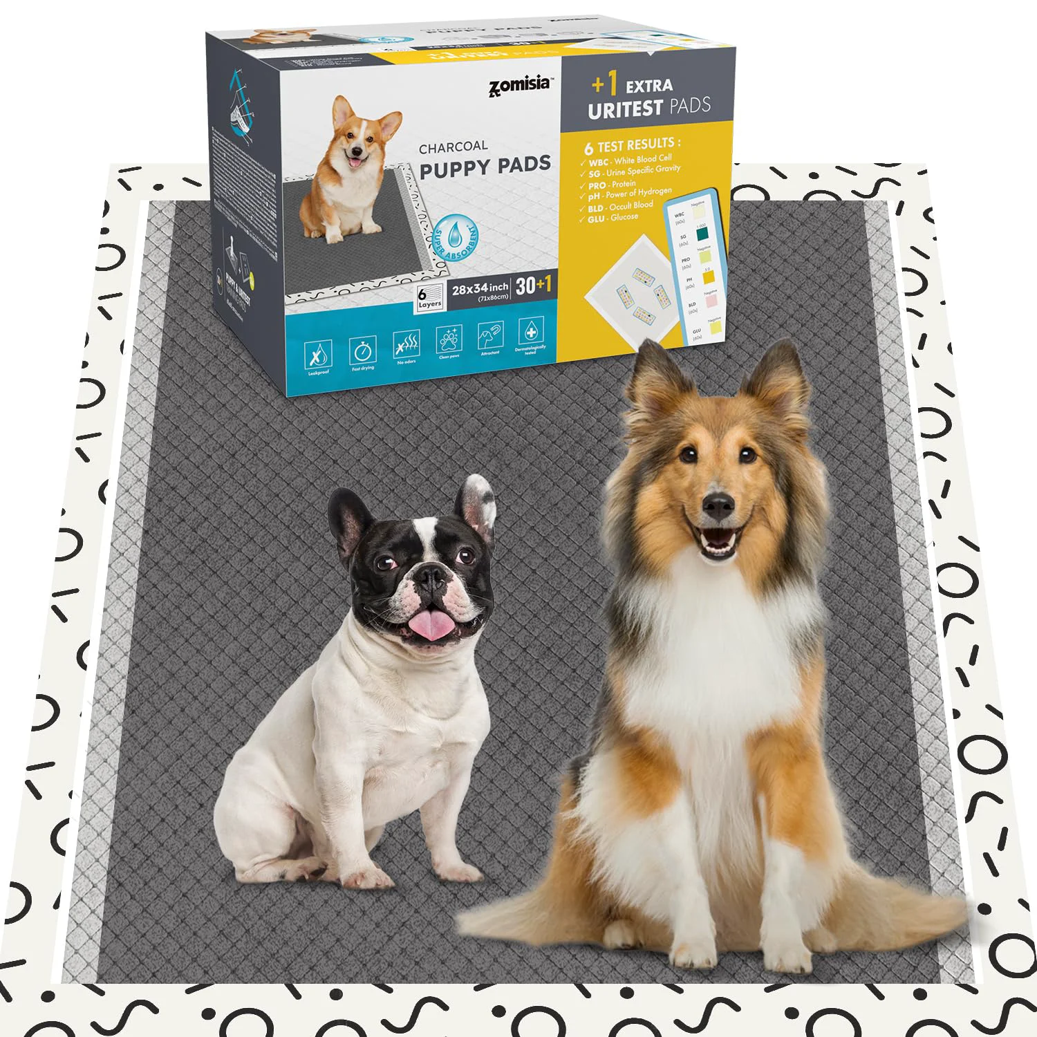 Selected ZOMISIA Charcoal Puppy Pee Pads XL 28x34 - 30 Count Extra Health Monitoring Pad Superior
