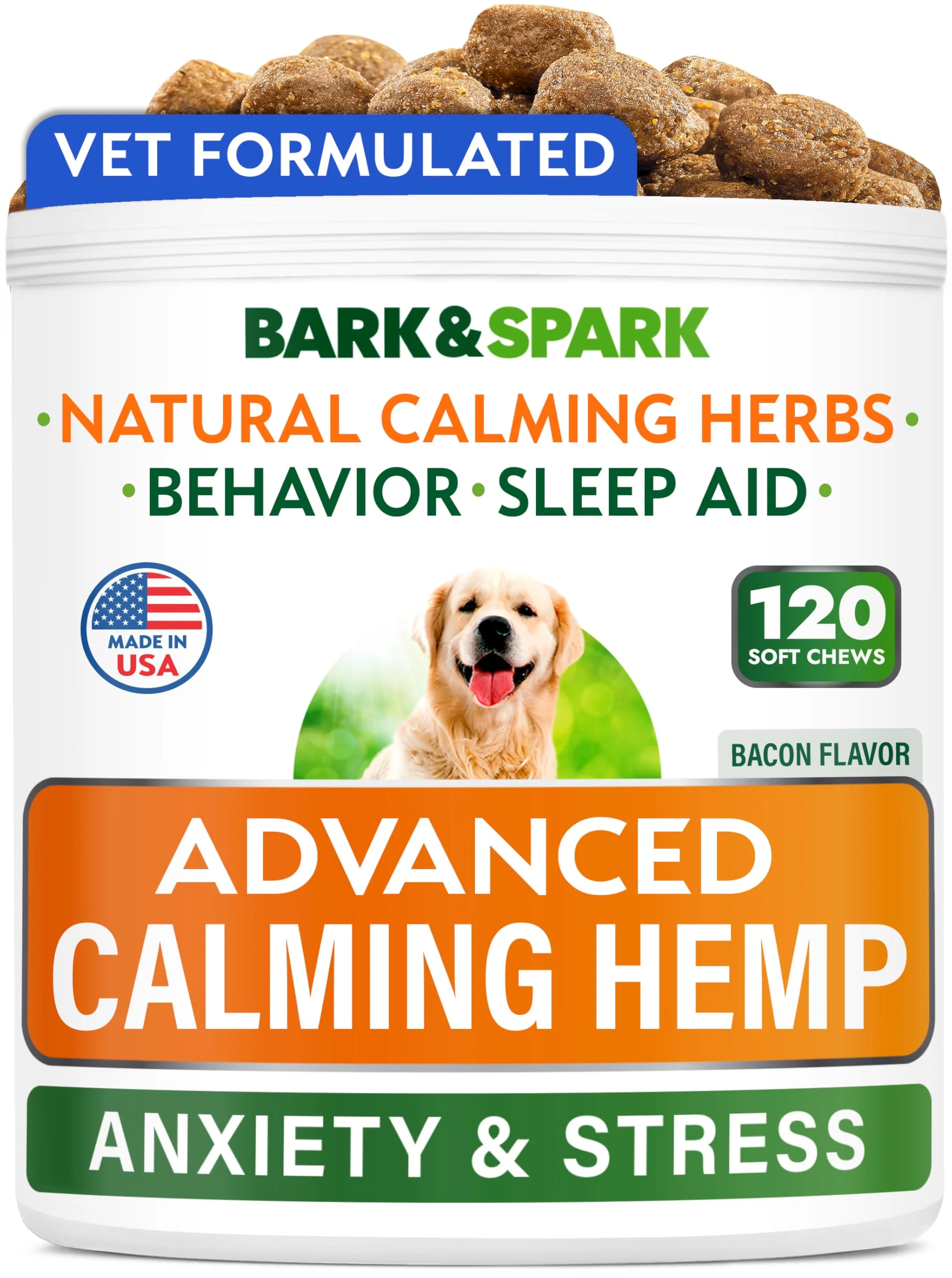 Healthy BARK SPARK Advanced Calming Chews for Dogs – Melatonin Hemp Oil – SmokyBacon 120ct Excellent