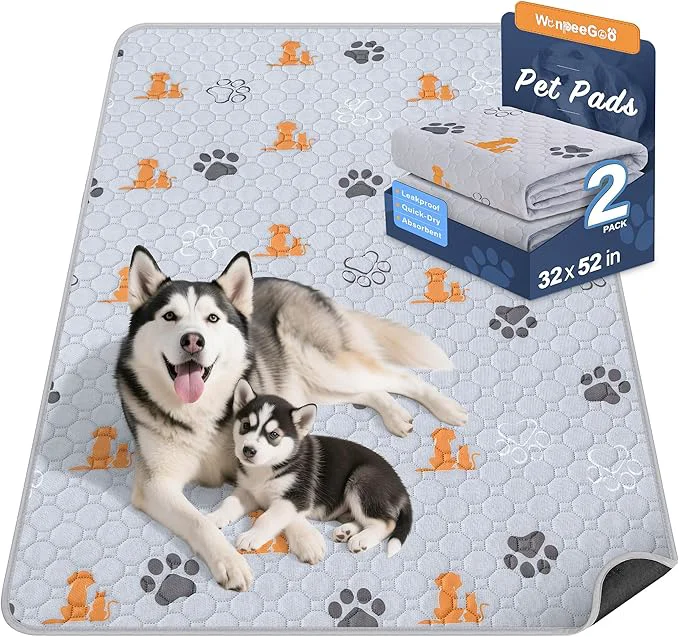Exceptional Washable Pee Pads for Dogs 2 Pack Absorbent Reusable Training Dog Pads Pet Secure
