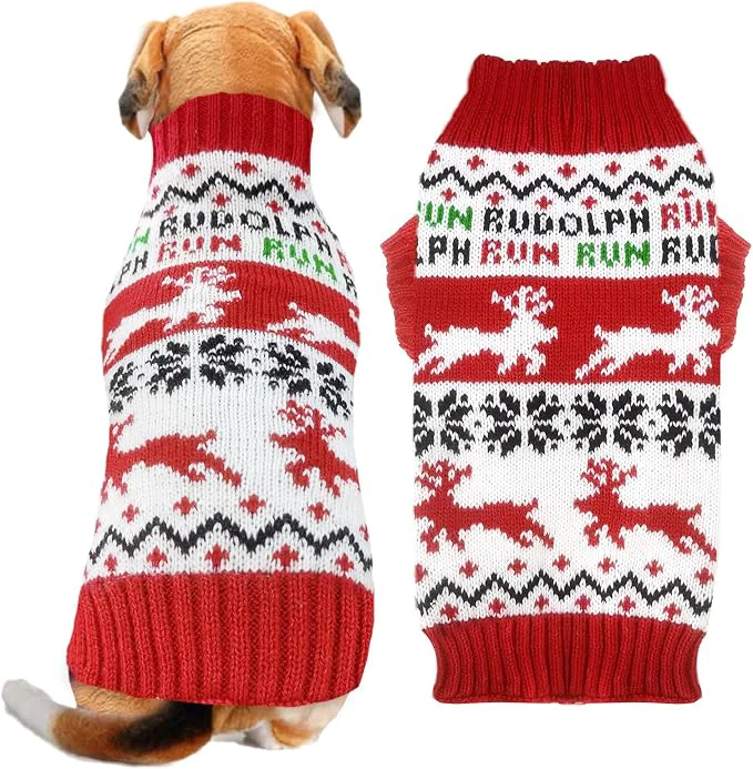 Practical Dog Christmas Sweater Xmas Pet Clothes Cute Reindeer Christmas Dog Costume Optimized