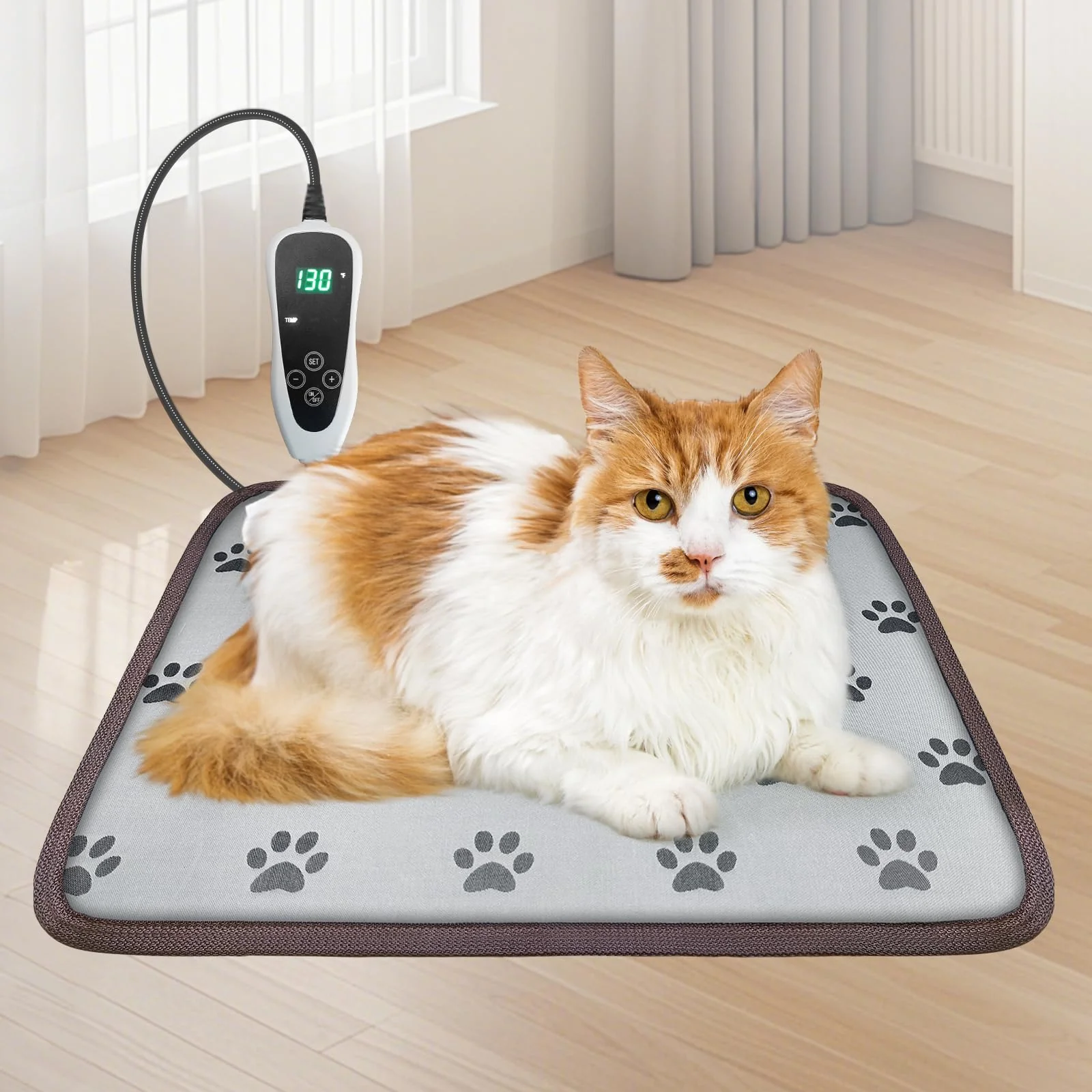 High-Quality GOLOPET Cat Heating Pad 18x18 in — Smart Thermostat Waterproof MET UL Luxury