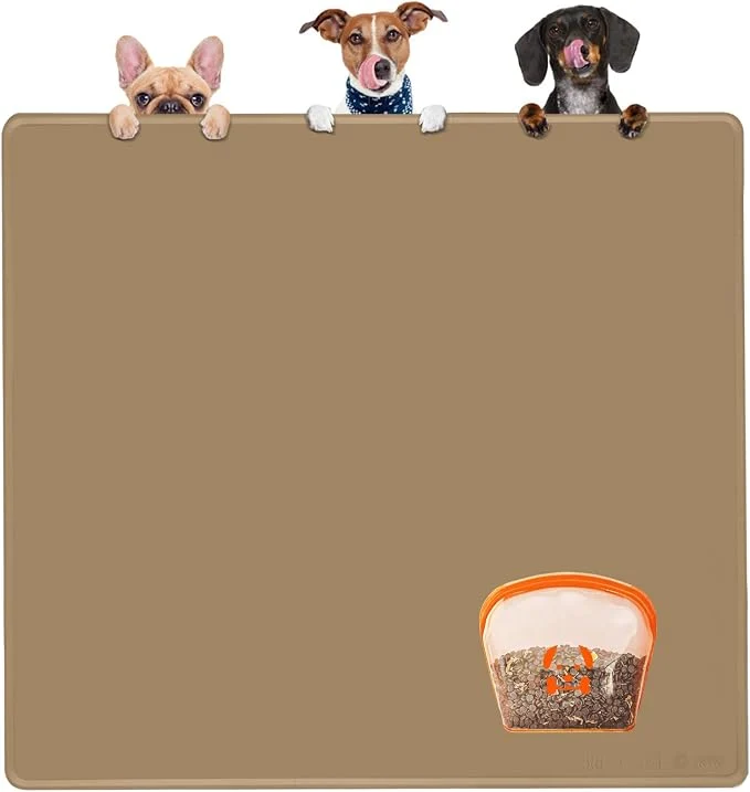 Sustainable Extra Extra Large Silicone Dog Food Mat 39.4×43.3in and 128oz Silicone Bag Set Healthy