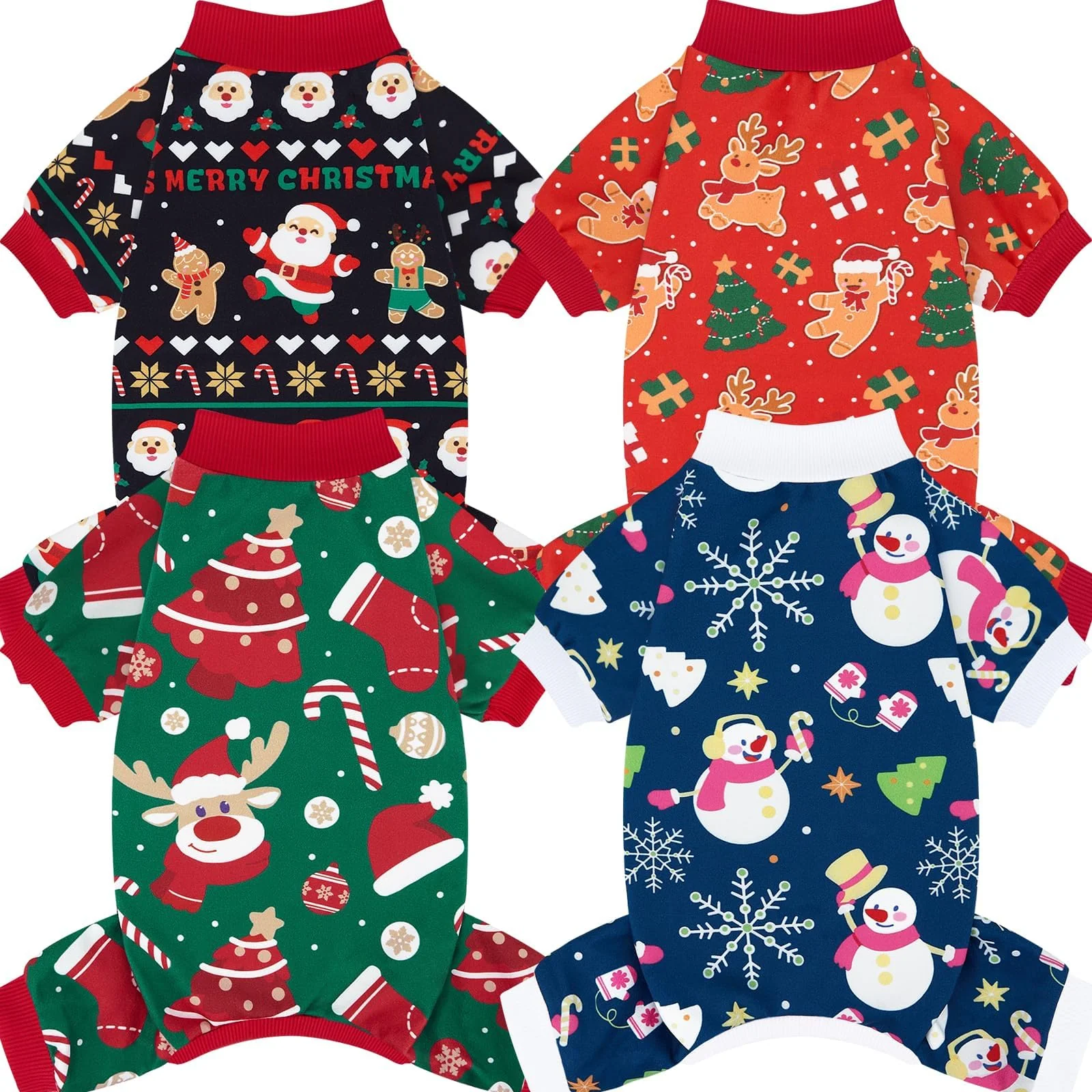 Enhanced XPUDAC 4 Pack Christmas Dog Pajamas – Cozy Festive Dog Clothes for Small Medium Dogs Detailed