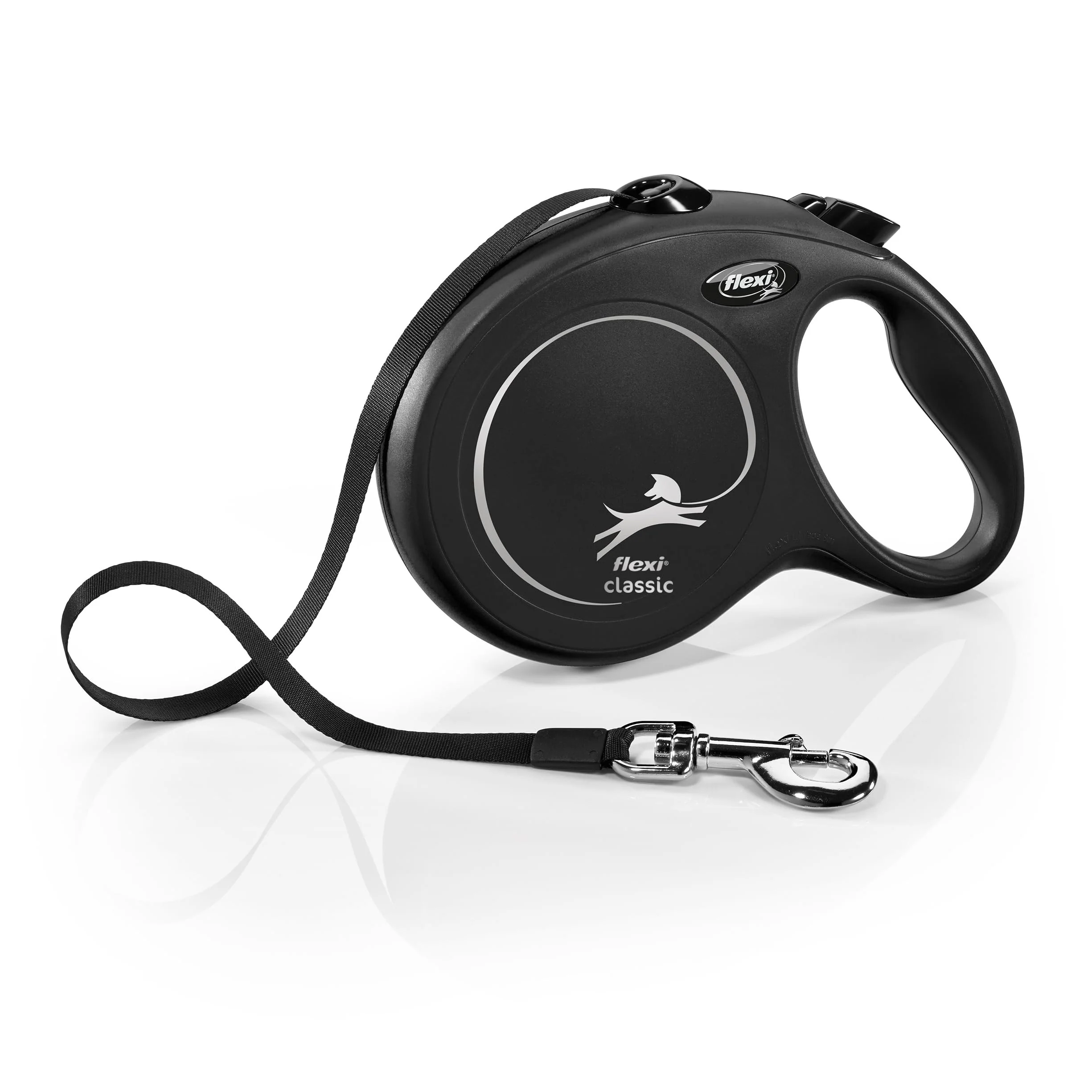 Green FLEXI New Classic Tape Retractable Dog Leash for Large Dogs Up to 110 lbs – 26 ft Black German Quality Minimalist