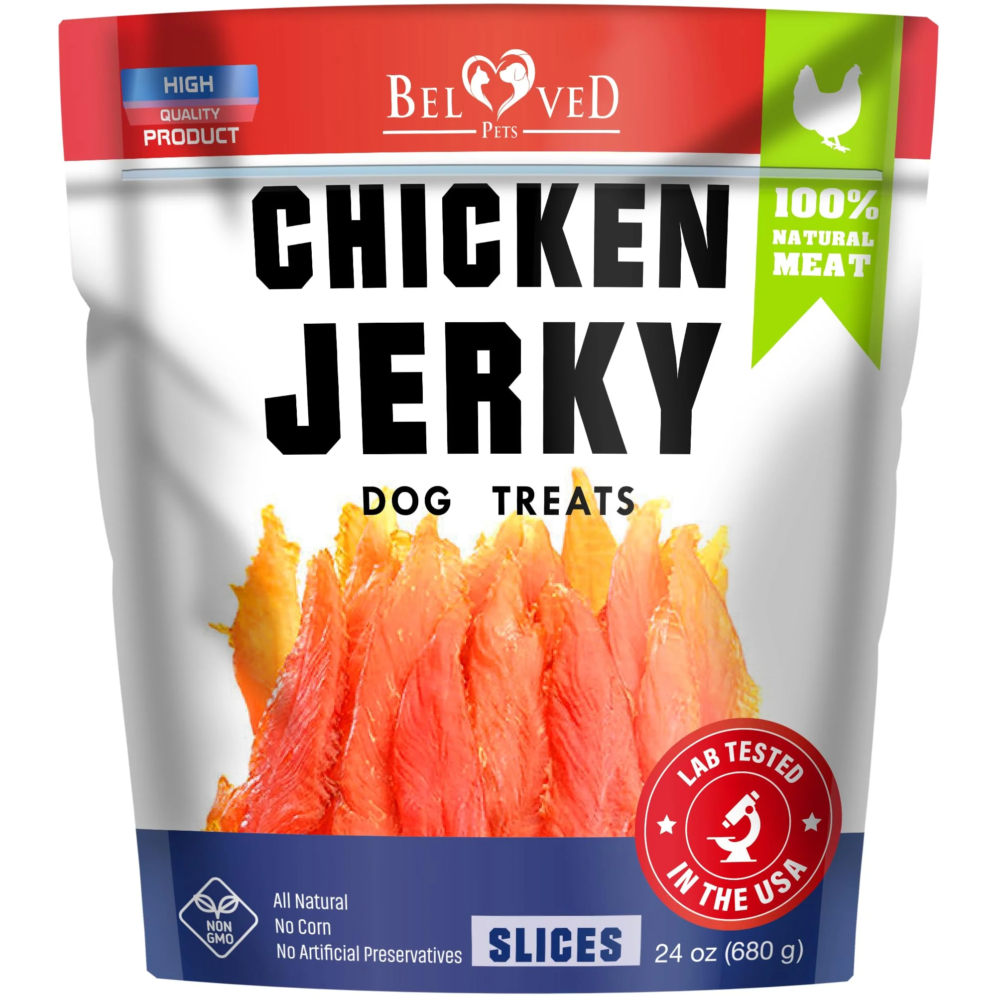 Versatile Beloved Pets Chicken Jerky Dog Treats 1.5 lb – High-Protein Training Chews for All Breeds Made for USA Smooth
