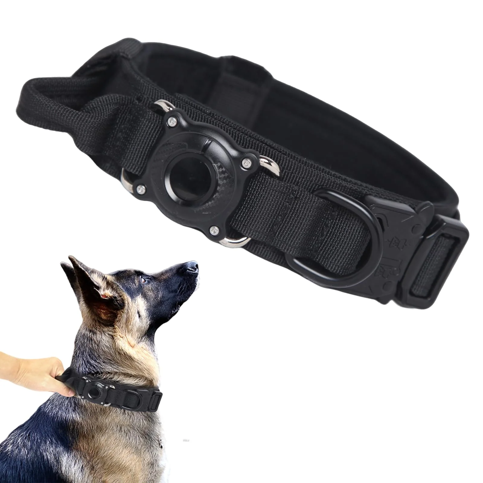 High-Performance Xqpetlihai Upgraded AirTag Dog Collar – Waterproof Tactical Collar for Large Dogs XXL Black Traditional