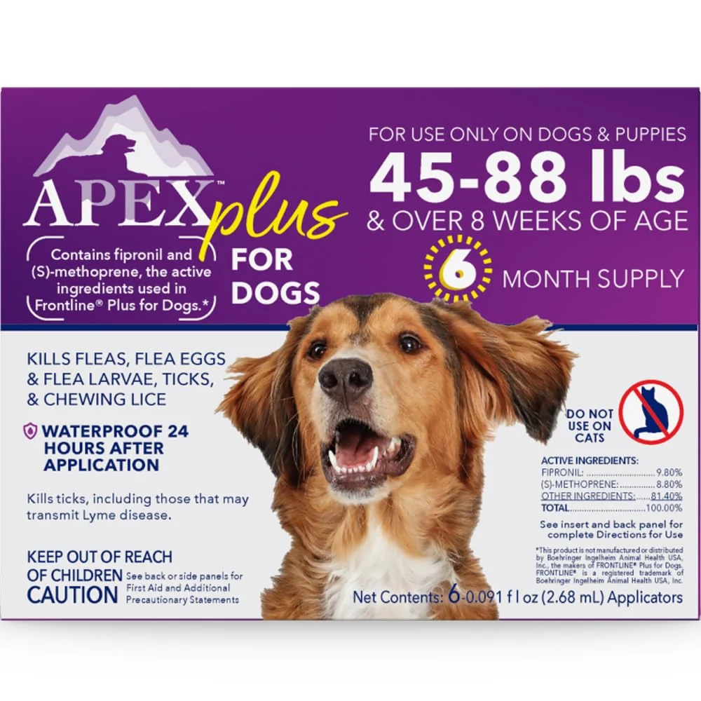 First-Class APEX ANIMAL HEALTH Apex Plus Flea Tick Prevention for Large Dogs 45-88 lbs — 6-Month Supply High-Performance