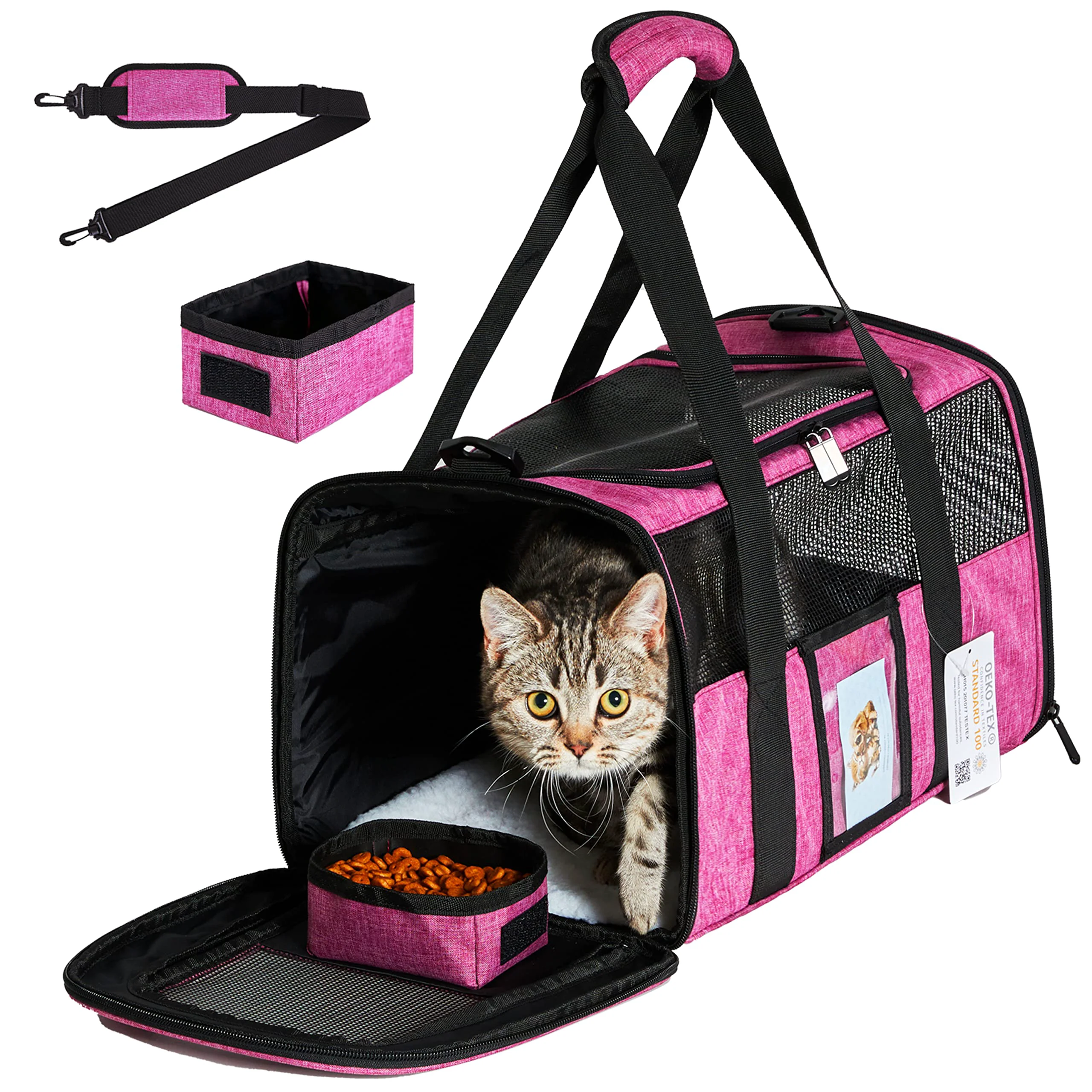 Advanced SECLATO Cat Carrier for Cats Small Dogs – Soft Sided TSA Under 15lb Red Lightweight