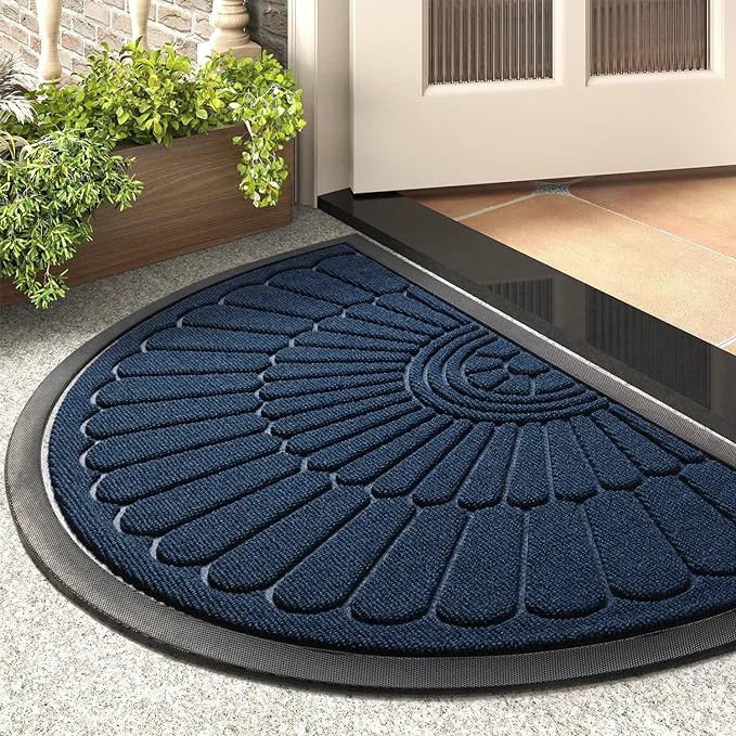 Premium Material tchdio Semicircular Durable Rubber Doormat- Non Slip Front Door Mat Genuine