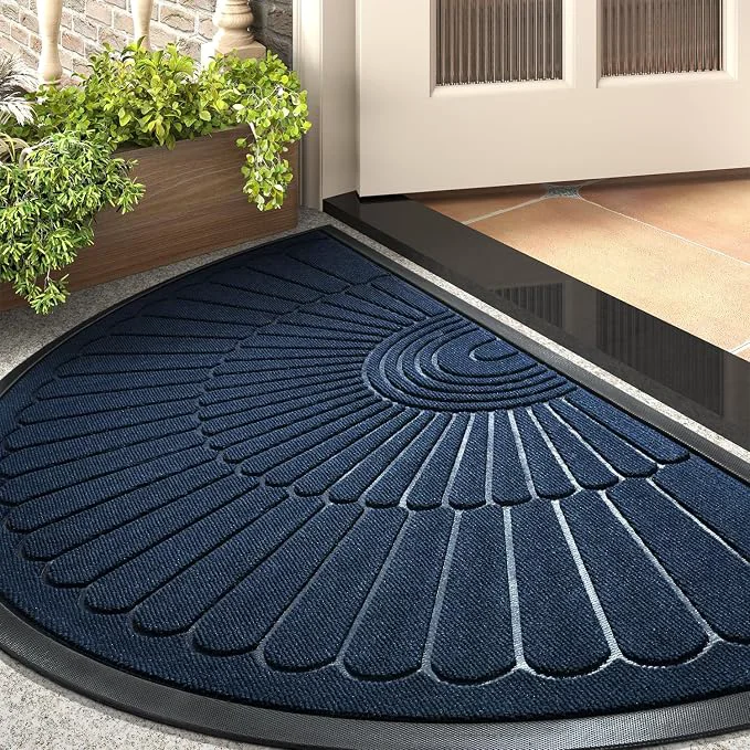 Smart tchdio Door Mat Outdoor Indoor Entrance Doormat-Semicircular Durable Rubber Non Pure