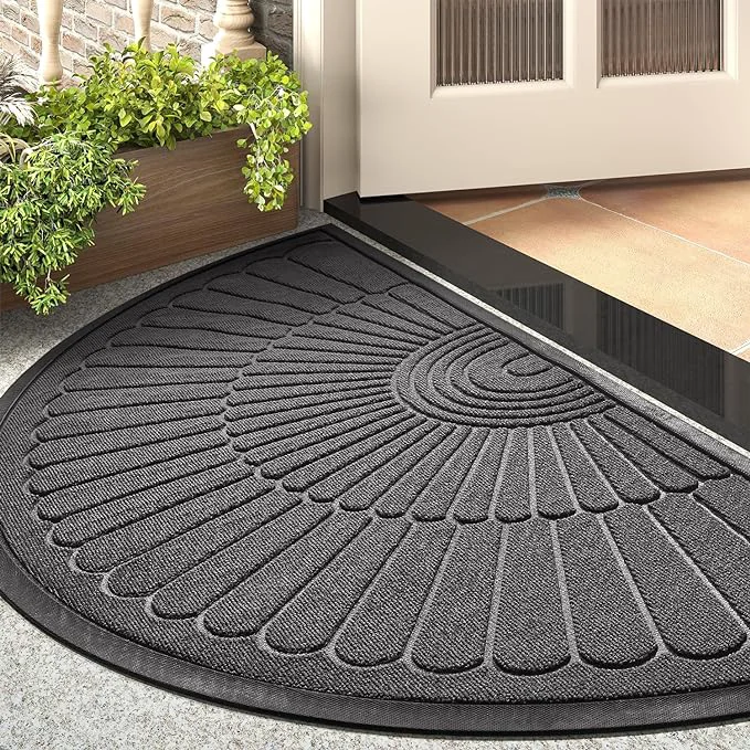Optimized tchdio Door Mat Outdoor Indoor Entrance Doormat-Semicircular Durable Rubber Non Original