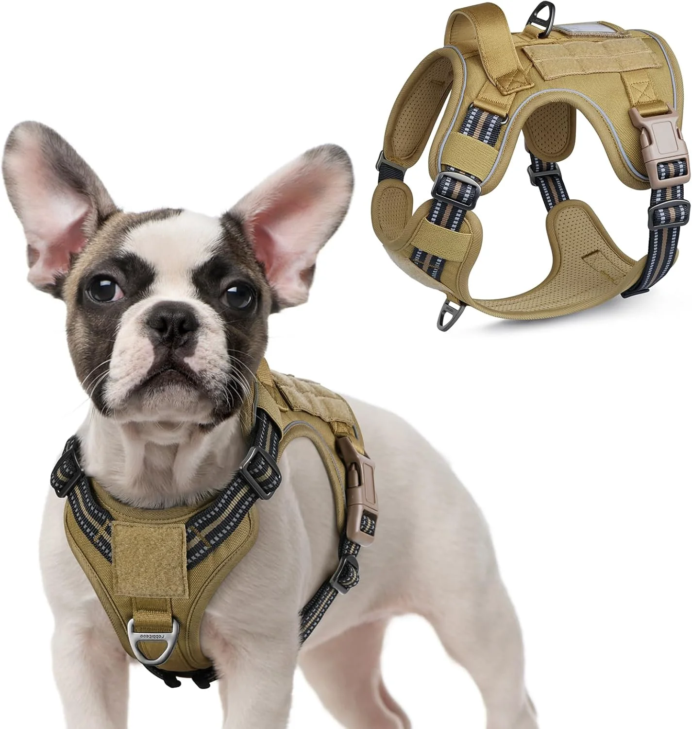 User-Friendly rabbitgoo Tactical Dog Harness for Small Dogs No Pull Military Service Vest with Handle Molle Easy Control for Training Walking Adjustable Reflective Straps Brown S Effective