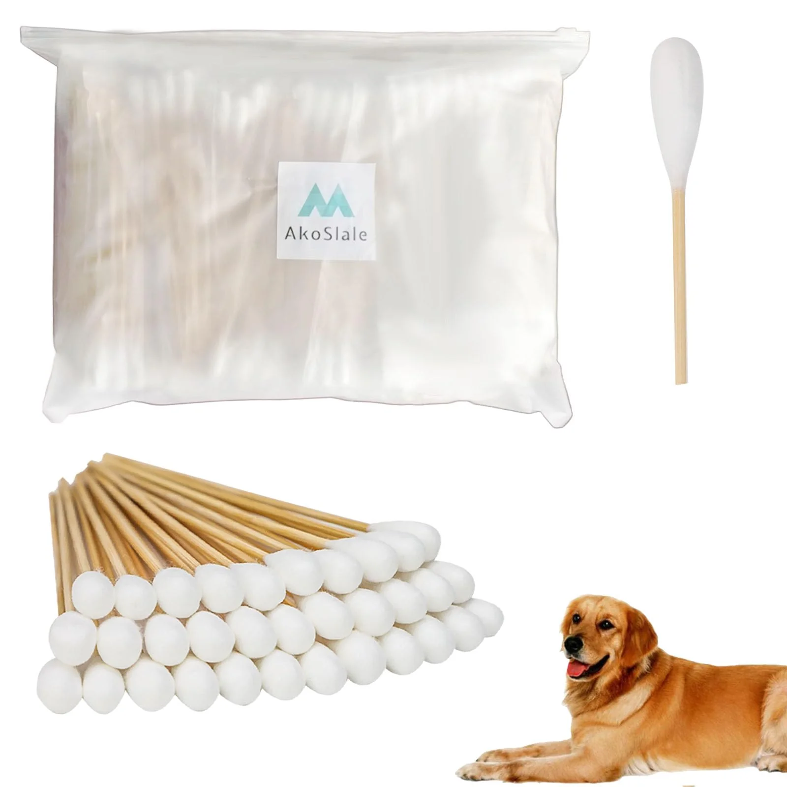 First-Class AkoSlale Large 7-Inch Bamboo Cotton Swabs – 600PCS for Pet Ear Cleaning Biodegradable Safe Exclusive