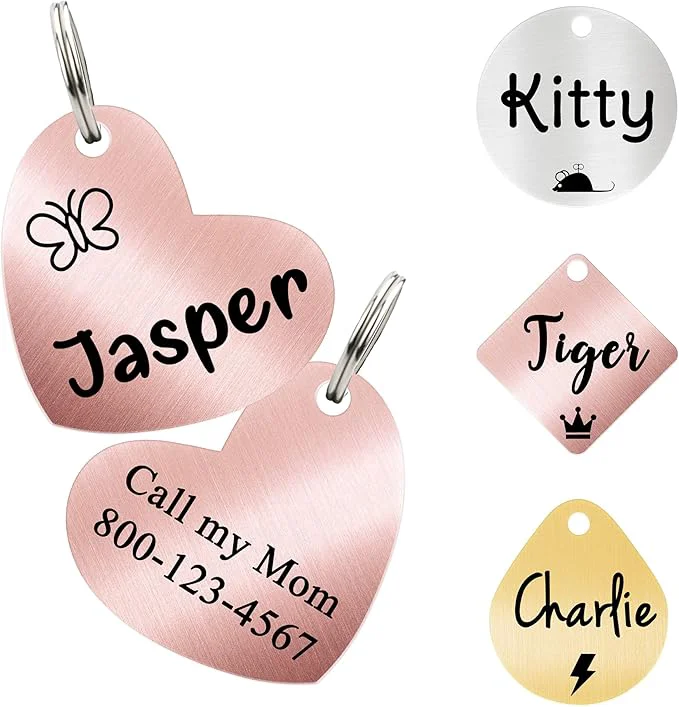 Environmentally Friendly Ultra Joys Cat ID Tag Personalized Pet Tags Durable Stainless Steel Small Pet Flexible
