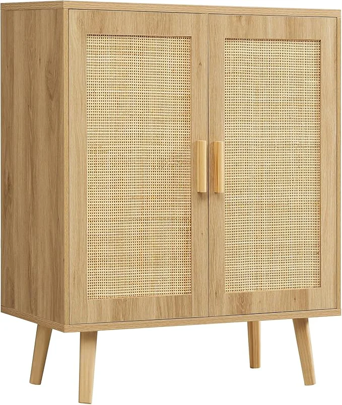 High-Grade Iwell Storage Cabinet with 2 Shelves Rattan Cabinet with 2 Doors Sideboard Buffet Cabinets with Storage for Living Room Dining Room Entryway NaturalAbout ThisOverview First-Class