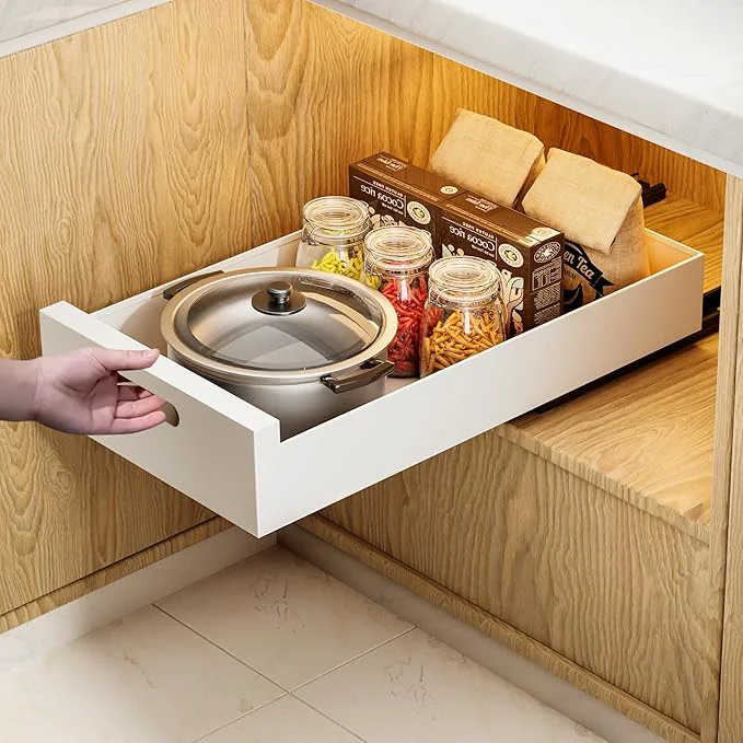 Responsible HBL' 1 Pack 21 Deep Pull Out Cabinet Organizer Adhesive 12-Inch Wide Sturdy Carbon Steel Roll-Out Drawers for Face Frame or Frameless Cabinets Slide-Out Shelves for Pantry.About ThisOverview Traditional