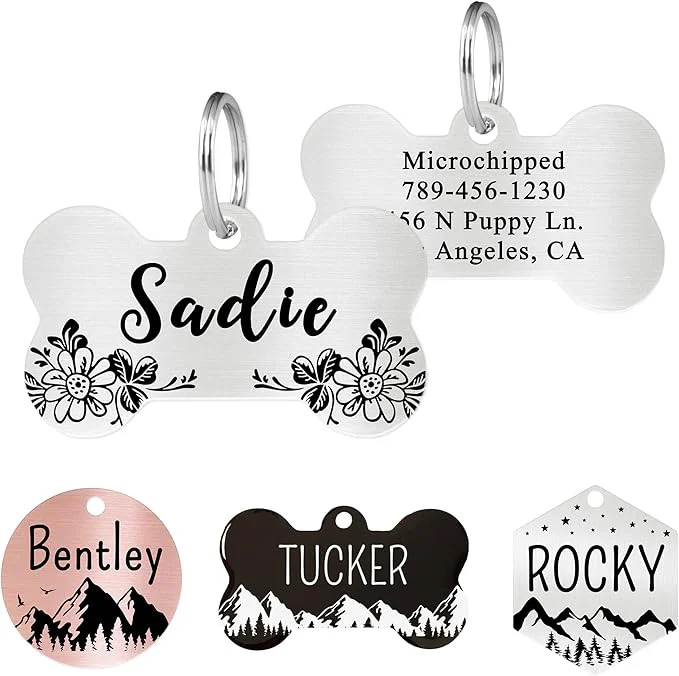 Prestigious Ultra Joys Stainless Steel Pet ID Tag Dog Name Tags Personalized Front and Back Detailed