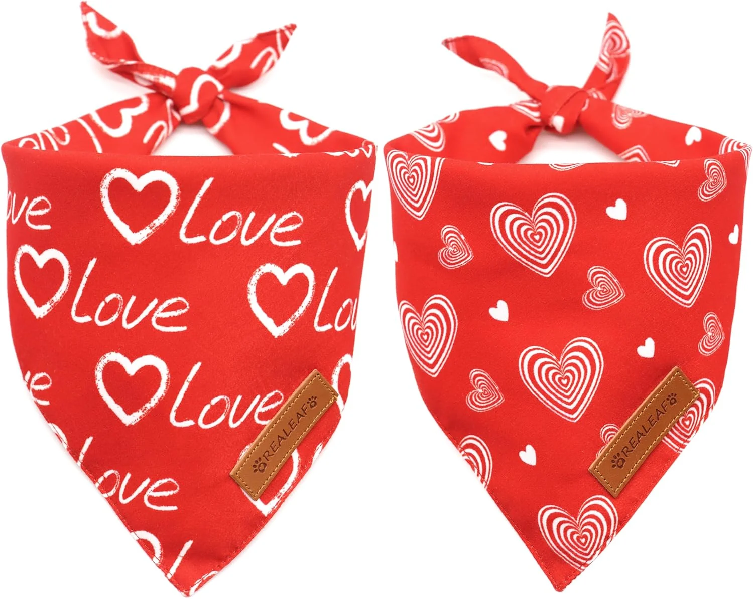 Selected eaf Valentines Day Dog Bandanas 2 Pack Reversible Love Pet Scarf for Boy and Girl Premium Durable Fabric Heart Bandana for Large and Extra Large Dogs X-Large Authentic