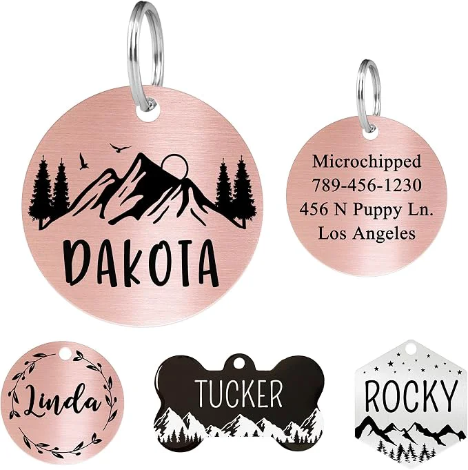 Optimized Ultra Joys Stainless Steel Pet ID Tag Dog Name Tags Personalized Front and Back Stylish