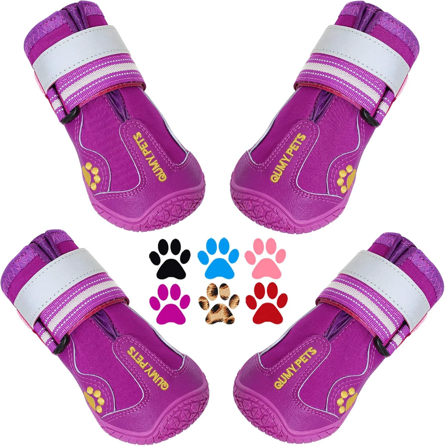 Functional QUMY Dog Shoes for Large Dogs Medium Dog Boots Paw Protectors for Winter Snowy Day Summer Hot Pavement Water-Resistant in Rainy Weather Outdoor Walking Indoor Hardfloors Skid-Resistant Sole Authentic
