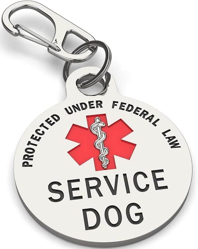 Green Service Dog Tag Double Sided Practical