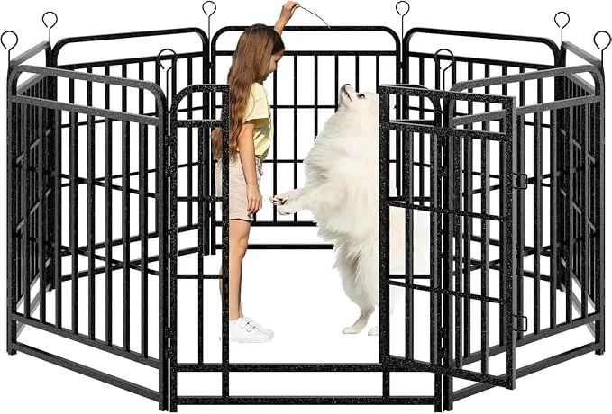 Unique Dog Fence Outdoor 8 Piece Panels 32 Height Square Steel Pipe Durable