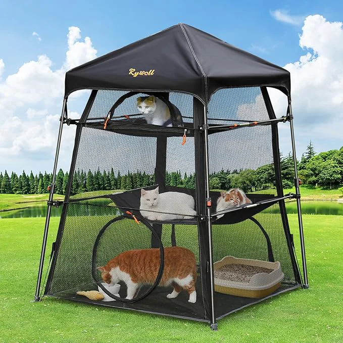Soft Extra Large Catio Outdoor Cat Enclosure Rywell 3-Tier Spacious Outdoor Cat Tent Flexible