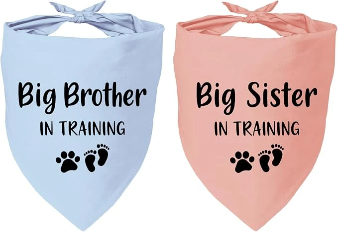Top-Quality 2 Pack Dog Bandana Pregnancy Announcement Big Brother Sister in Training First-Class